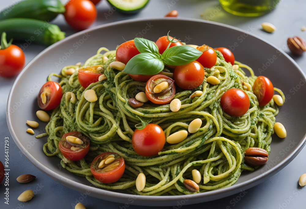 Zucchini noodles/pasta with pesto Zucchini noodles/pasta with pesto