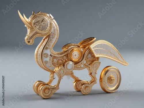 abstract golden toy in the form of a dragon