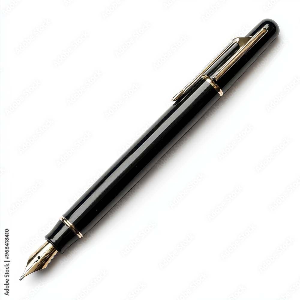 Elegant Black Fountain Pen with Golden Details Elegant Black Fountain Pen with Golden Details