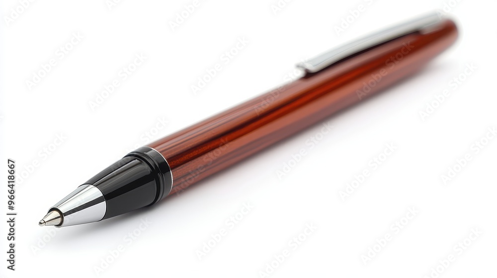 Brown Wooden Pen on a White Background Brown Wooden Pen on a White Background