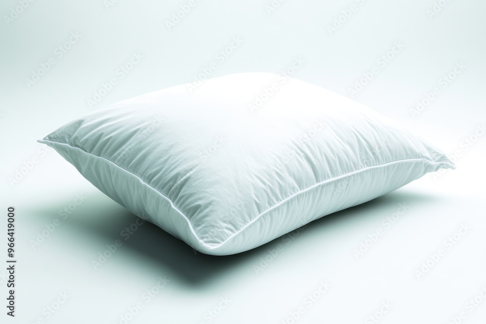 White Pillow on a Light Blue Background White Pillow on a Light Blue Background