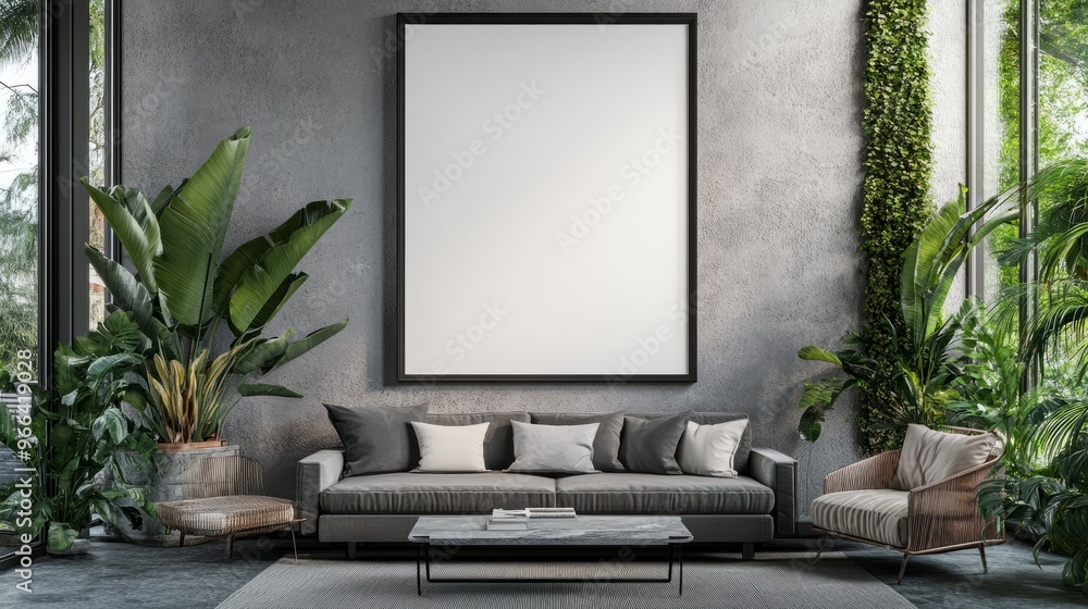 Frame mockup, ISO A paper size. Living room wall poster mockup. Interior mockup with house background. Modern interior design. Frame mockup, ISO A paper size. Living room wall poster mockup. Interior mockup with house background. Modern interior design.