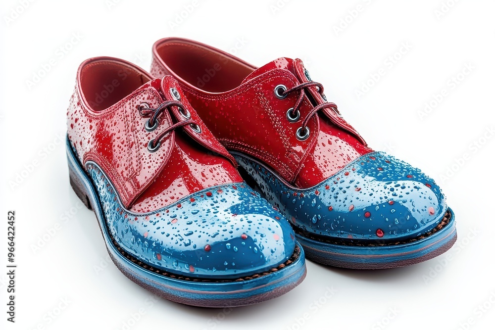 Wet Red and Blue Leather Oxfords Wet Red and Blue Leather Oxfords