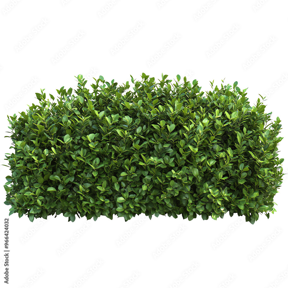 Obraz premium A vibrant green bush with densely packed leaves, set against a contrasting Transperant background..