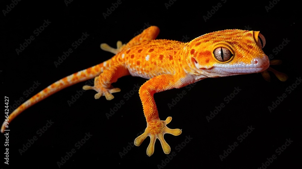 Obraz premium Leopard Gecko on Black Background