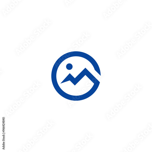 minimalist circle mountain blue logo, for your business