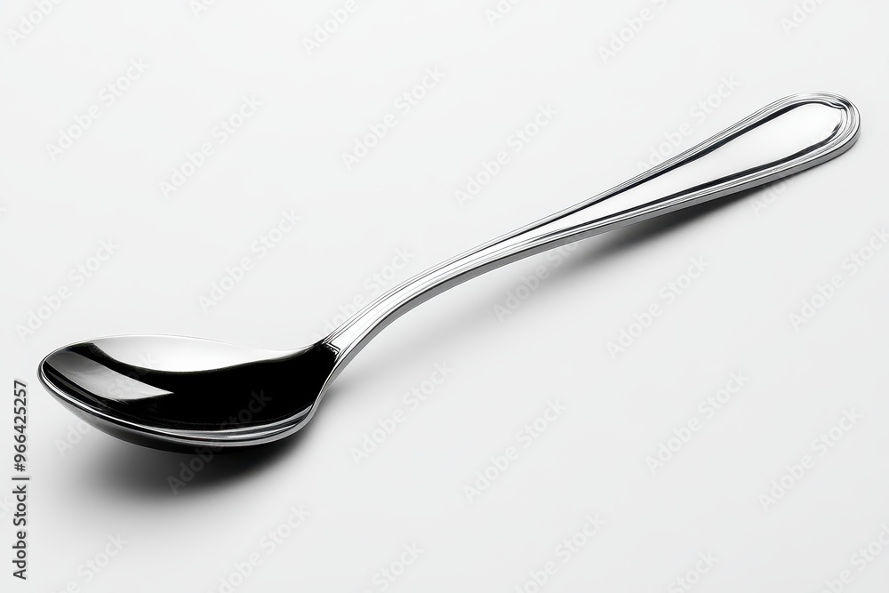Shiny Silver Teaspoon on a White Background Shiny Silver Teaspoon on a White Background