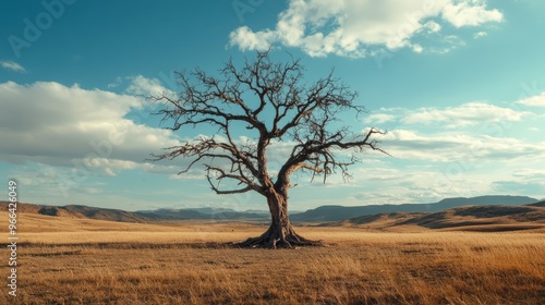 Half dead and half alive tree standing in the areas of landscape