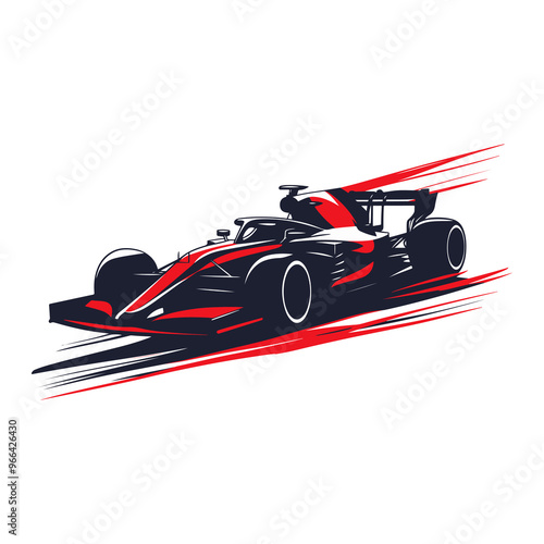 Vector illustration of a sleek Formula 1 race car with a transparent background.