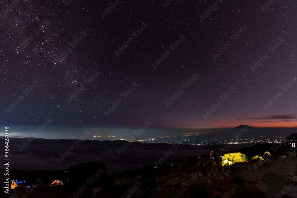 Fototapeta premium Starry night in the Kilimanjaro National Park, Tanzania