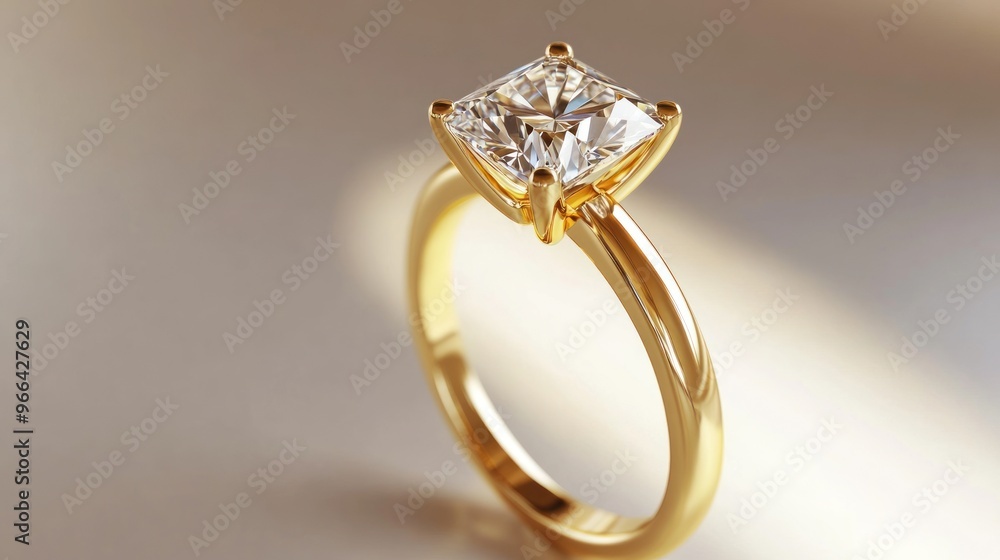 Gold Ring with Square Diamond Gold Ring with Square Diamond