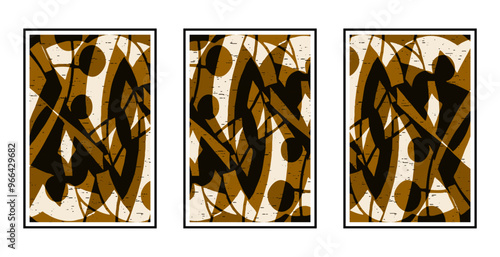Set of 3 Abstract pattern. Illustration for printing on wall decorations. For use in graphics.