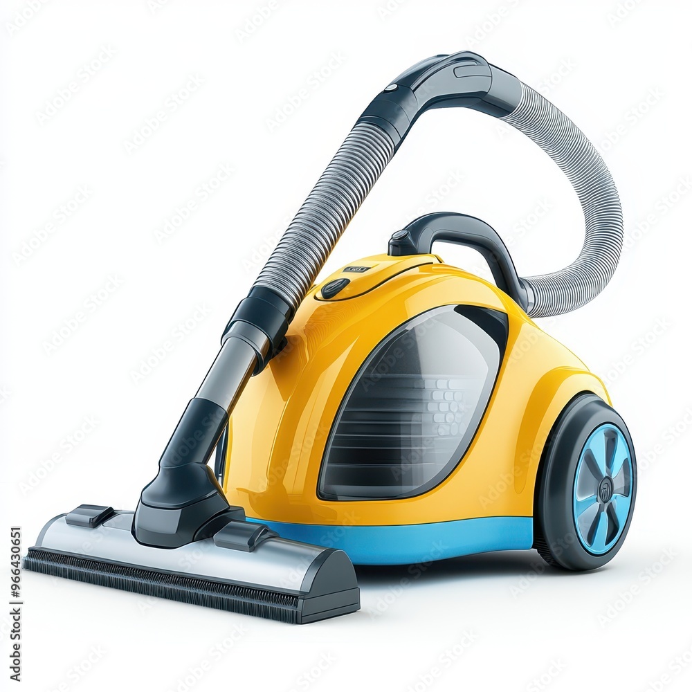 Yellow and Blue Vacuum Cleaner with Chrome Accents Yellow and Blue Vacuum Cleaner with Chrome Accents