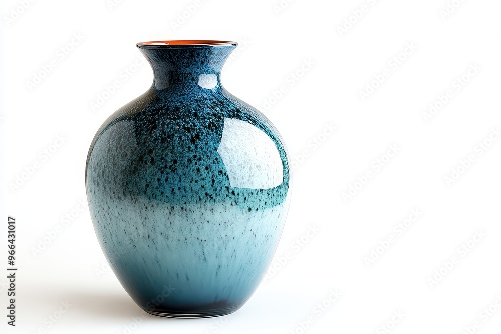 Blue and White Speckled Glass Vase Blue and White Speckled Glass Vase