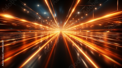orange neon rays zoom motion effect on plain black background.