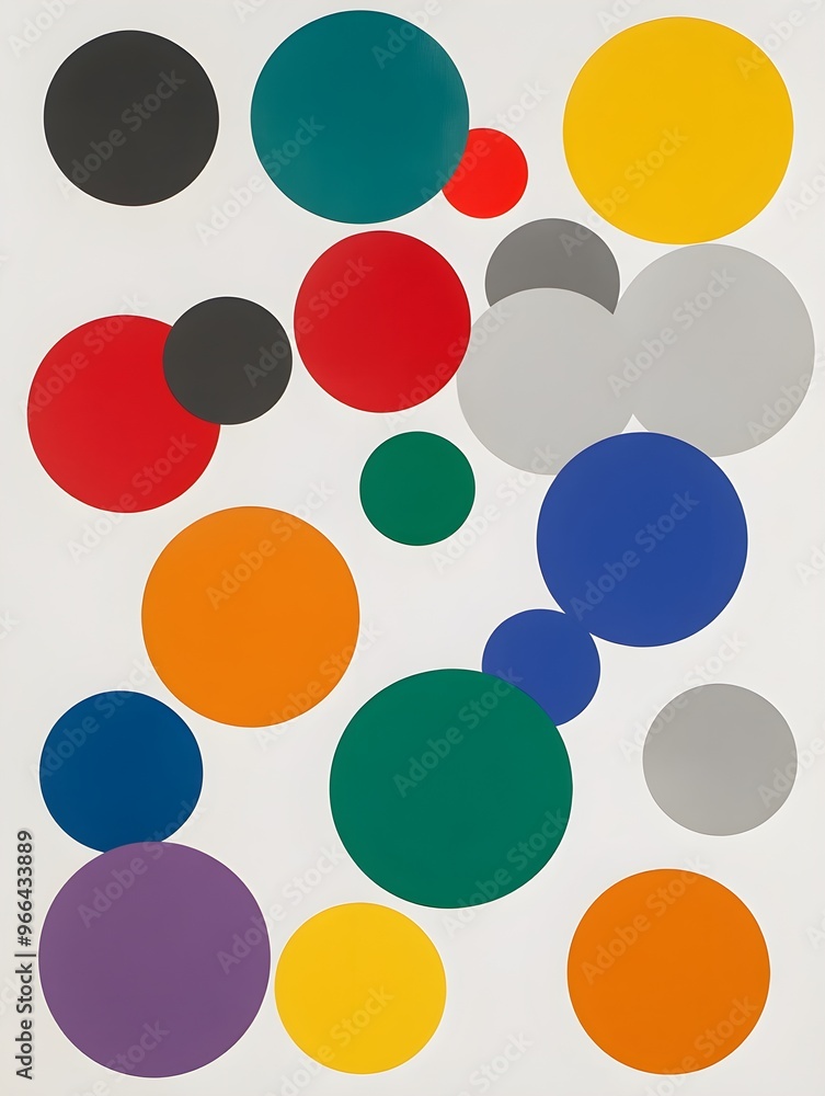A collection of various colored circles displayed against a plain white backdrop. Each circle is distinct in color and size, creating a vibrant and modern design