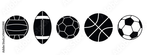 Sports ball set. Isolated sports ball on white background