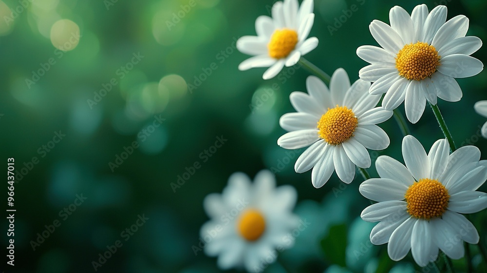 Close-up of daisy cluster, blurred background of flower field Close-up of daisy cluster, blurred background of flower field