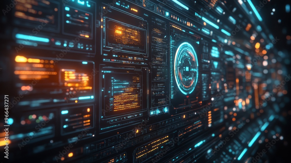 Advanced firewall system actively blocking cyber threats with real-time monitoring and analysis Advanced firewall system actively blocking cyber threats with real-time monitoring and analysis