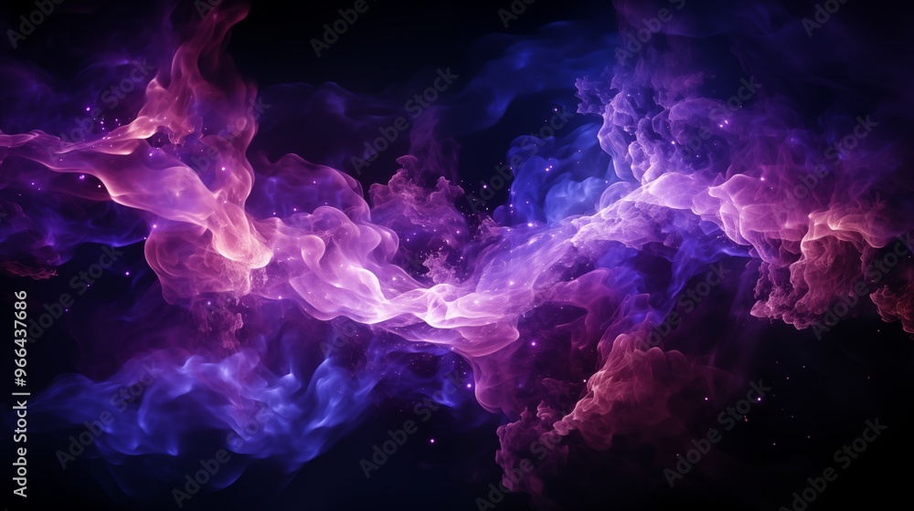 Fototapeta premium purple lightning impact effect on plain black background.
