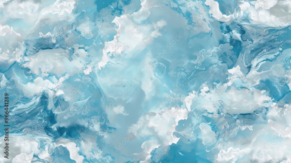 Obraz premium Abstract Blue and White Swirling Watercolor Painting