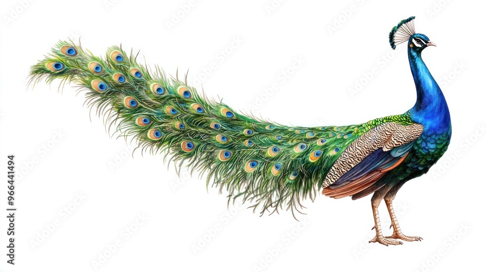 Fototapeta premium Peacock with Spread Tail Feathers