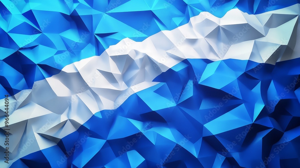 Naklejka premium Greece, vector flag, virtual abstract 3D object made of triangular polygons on a blue background
