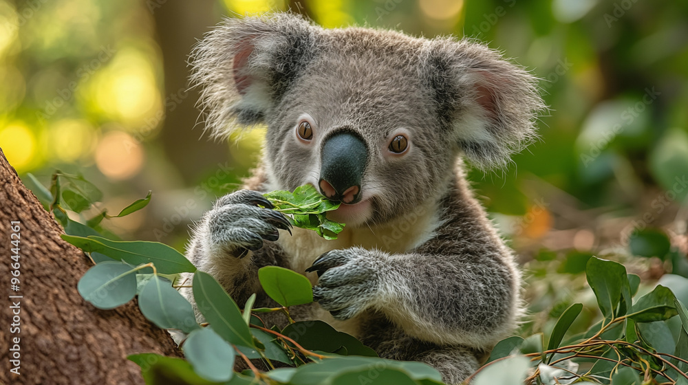 Fototapeta premium Koala in the wild. Beautiful extreme close-up. Printable photo with Instant Download. Digital photography. Art Decor. Digital art.