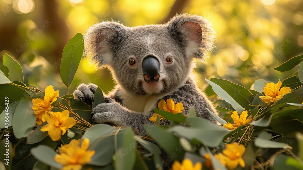 Fototapeta premium Koala in the wild. Beautiful extreme close-up. Printable photo with Instant Download. Digital photography. Art Decor. Digital art.