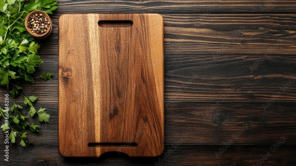 Cutting board on dark wooden table Cutting board on dark wooden table