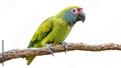 Green Parrot Perched on Branch