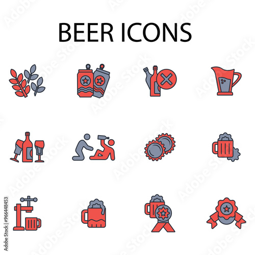 Beer icon set.vector.Editable stroke.linear style sign for use web design,logo.Symbol illustration.