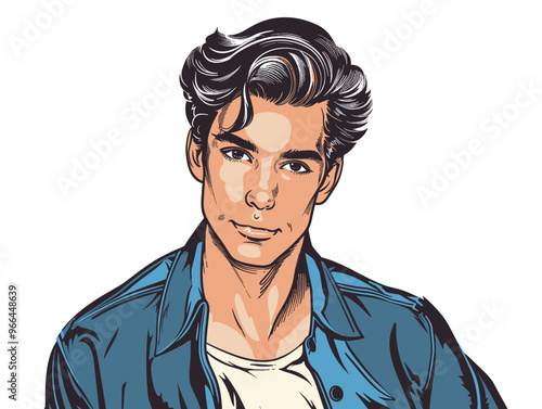 Portrait of a man in retro style. Vector illustration