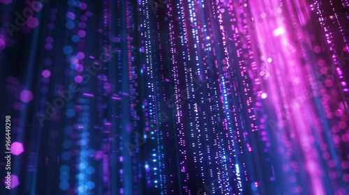 Wallpaper Mural Digital art of blue and purple vertical light lines with glitch effects like raindrops falling Torontodigital.ca