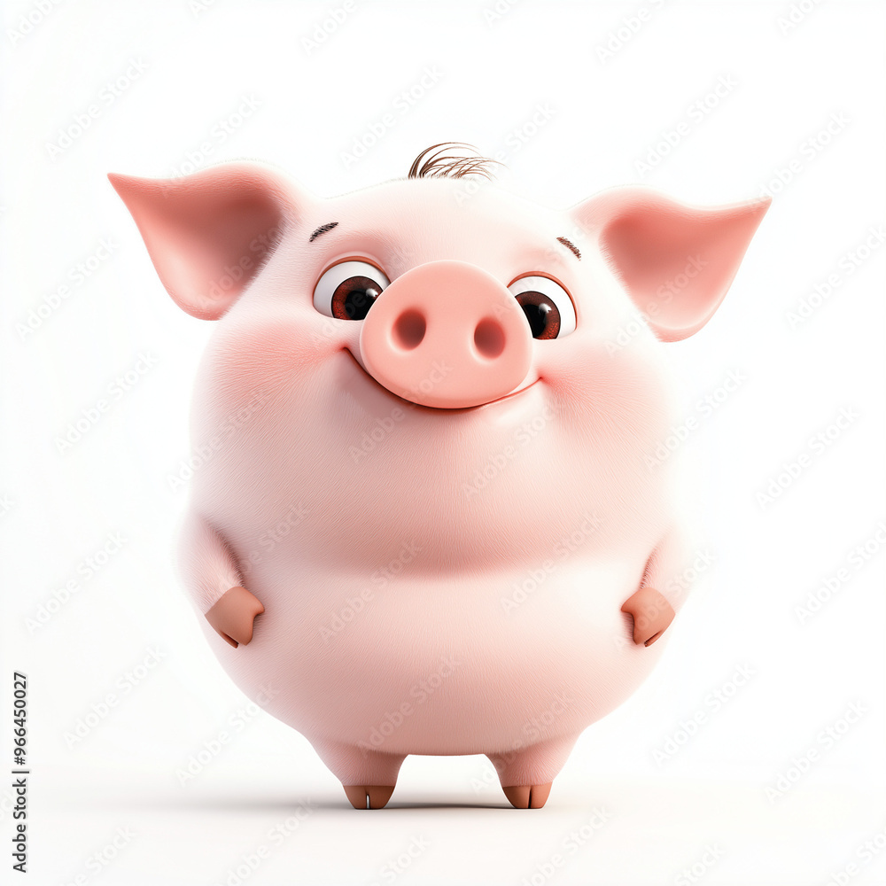 Adorable Chubby Kawaii Piggy with Big Eyes - Cute 3D Cartoon Character Adorable Chubby Kawaii Piggy with Big Eyes - Cute 3D Cartoon Character