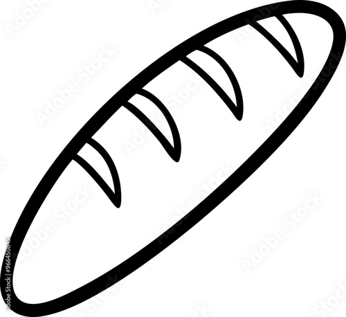 Simple black and white baguette icon isolated on white background