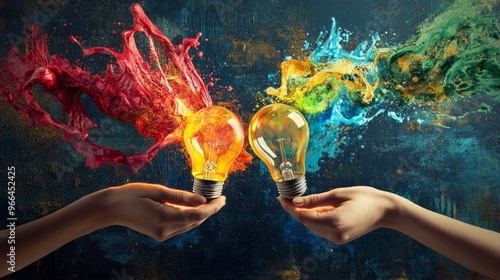 The concept of idea, cooperation, teamwork and creative solution.