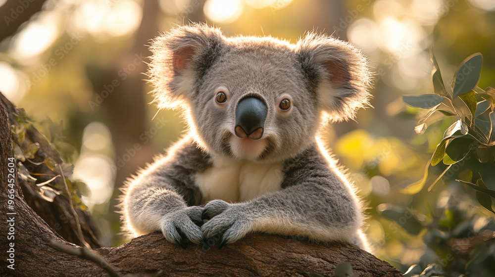 Naklejka premium Koala in the wild. Beautiful extreme close-up. Printable photo with Instant Download. Digital photography. Art Decor. Digital art.