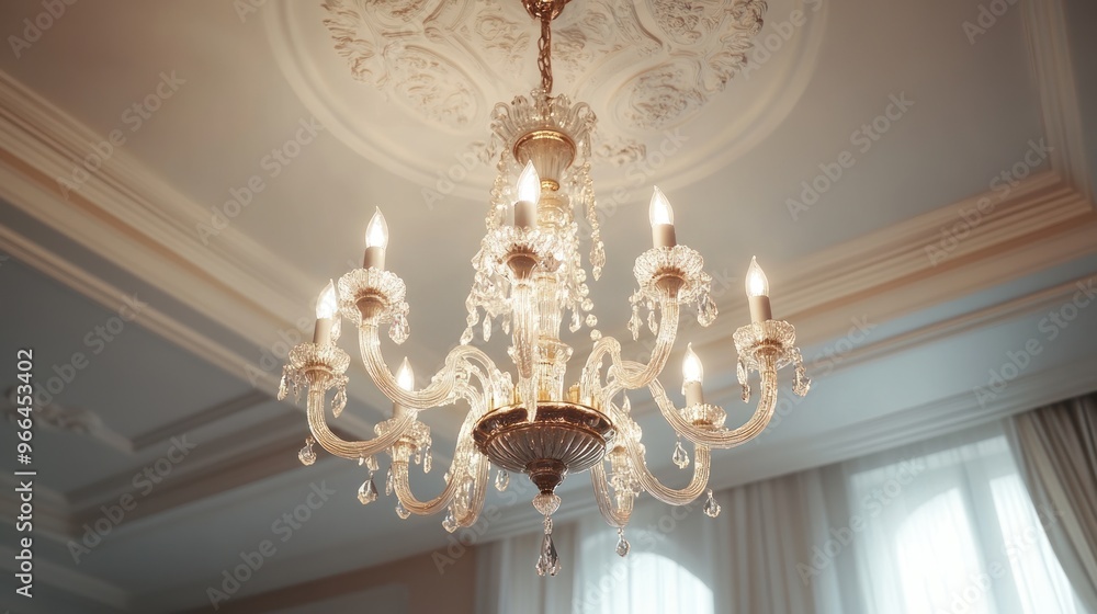 Crystal Chandelier in a Luxurious Interior Crystal Chandelier in a Luxurious Interior