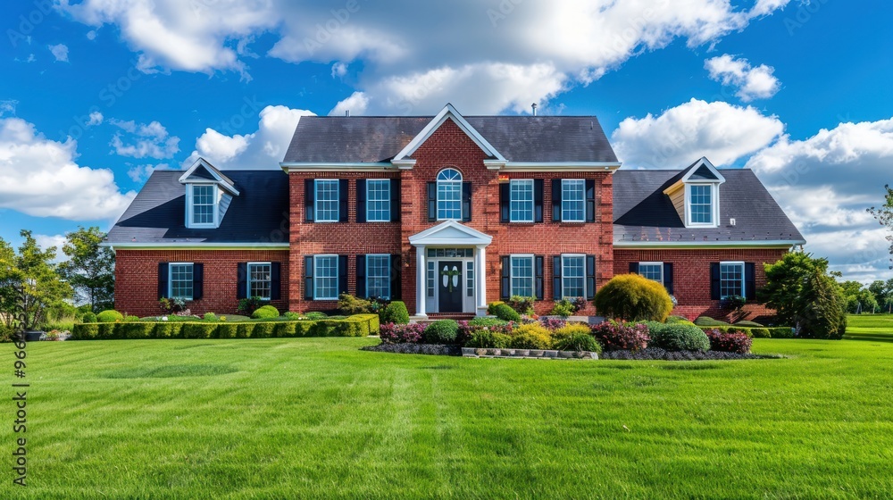 Brick Mansion with Lush Green Lawn Brick Mansion with Lush Green Lawn