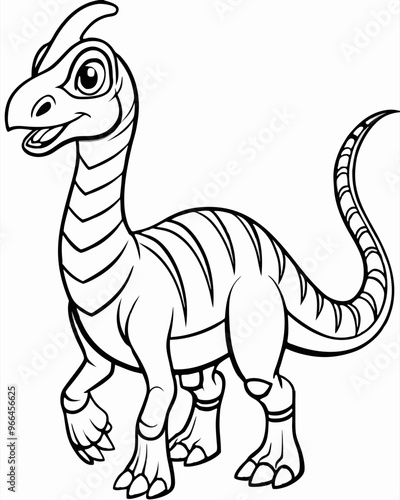 cartoon parasaurolophus, vector illustration line art