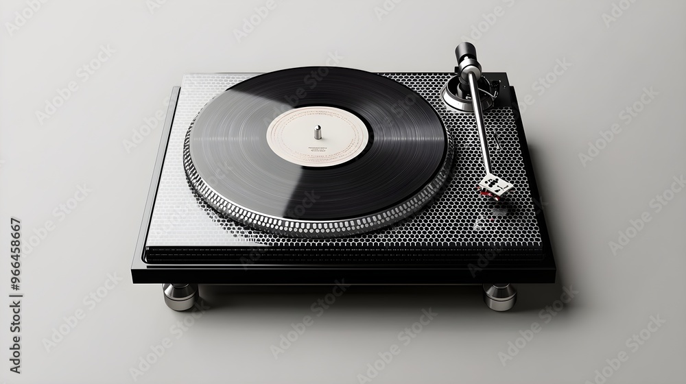 Antique vinyl record spinning on turntable, isolated on transparent display Antique vinyl record spinning on turntable, isolated on transparent display