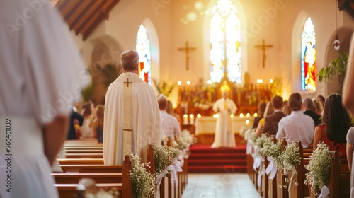 Pope praying in a chapel within a catholic cathedral  a moment of spiritual reflection photo