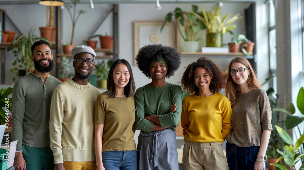 Fototapeta premium A group of diverse people standing in an office
