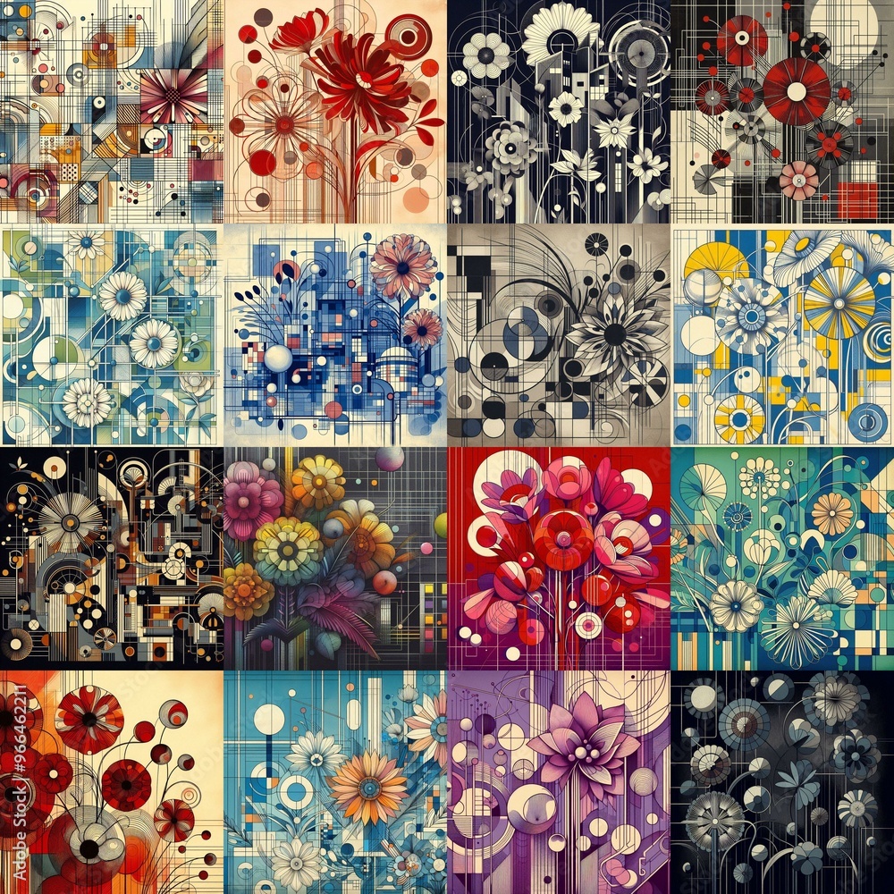 Obraz premium Illustration of flowers. Modern art style