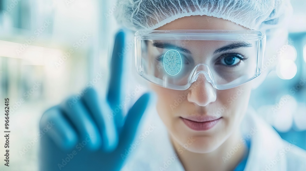 Advanced medical research, augmented reality fingerprint ID, secure lab access Advanced medical research, augmented reality fingerprint ID, secure lab access