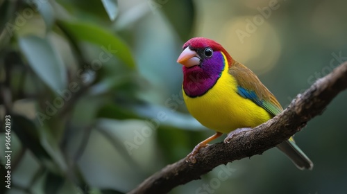 Colorful Finch Perched on Branch