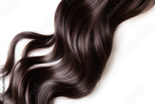 Brunette hair wave isolated on white background for creativity with copy space 