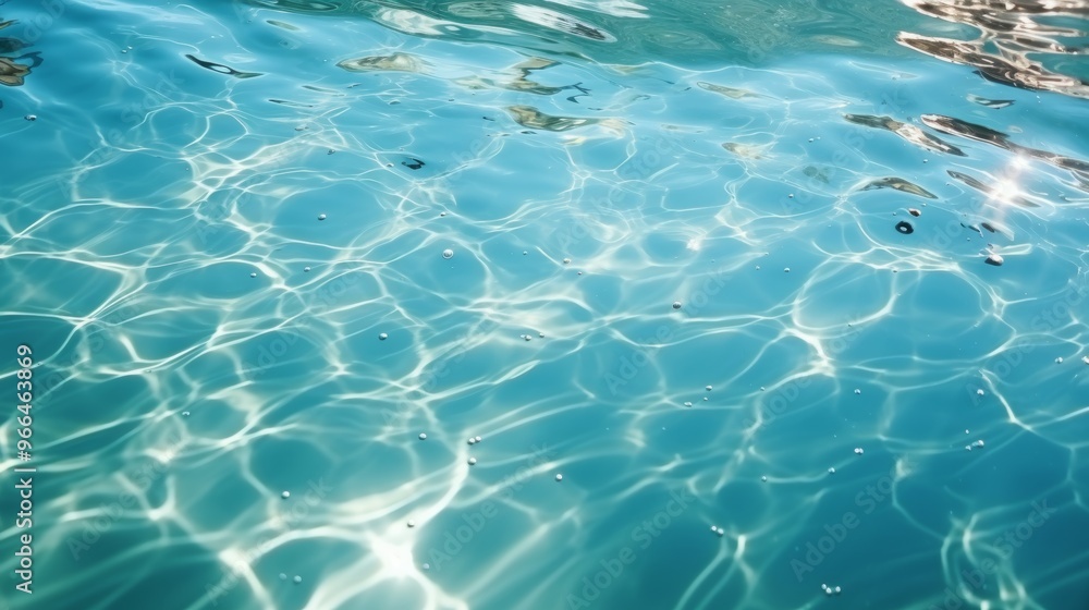 Fototapeta premium Gentle ripples disturb the surface of a clear water body, creating a serene natural scene