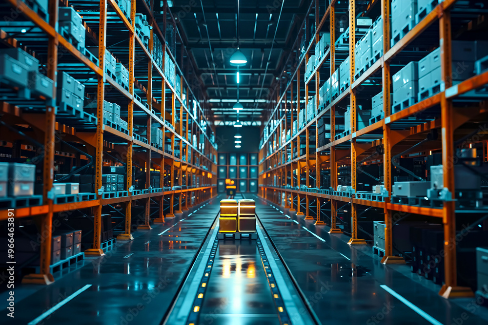 A large warehouse filled with lots of shelves filled with boxes A large warehouse filled with lots of shelves filled with boxes